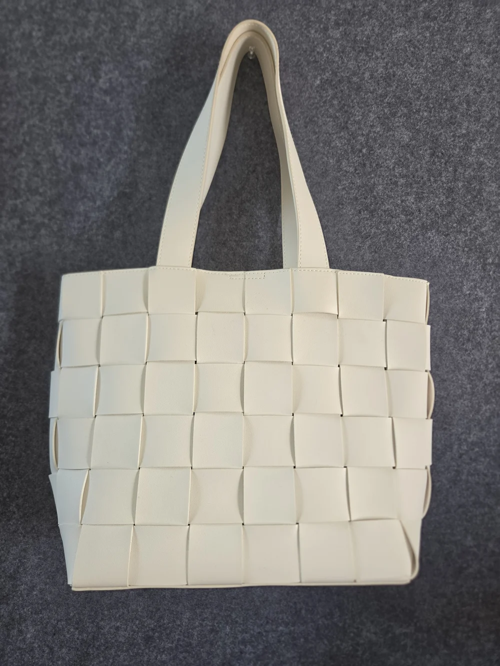 Woven Vegan Leather Cream Tote Bag - Timeless Everyday Carry